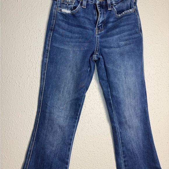 Flying Monkey Mid-Rise Cropped Blue Flare Jeans Size 24 - Picture 1 of 7